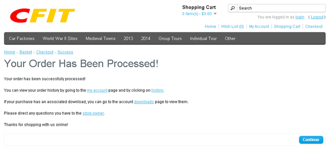 Confirmation Page